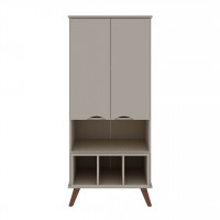 Manhattan Comfort 14PMC6 Hampton 26.77 Display Cabinet 6 Shelves and Solid Wood Legs in Off White